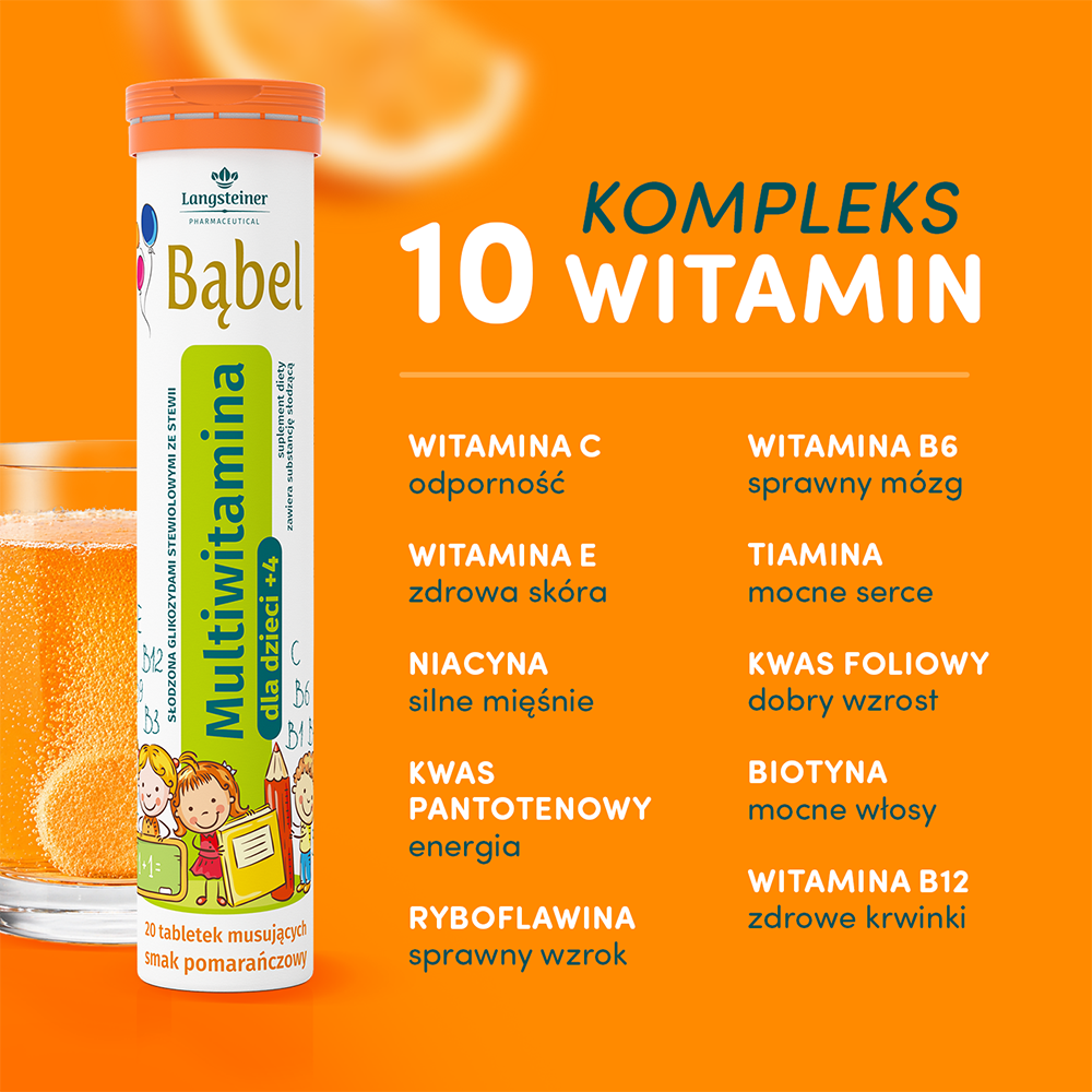 Bąbel - multiwitamina dla dzieci, 20 tabletek musujących  - obrazek 3